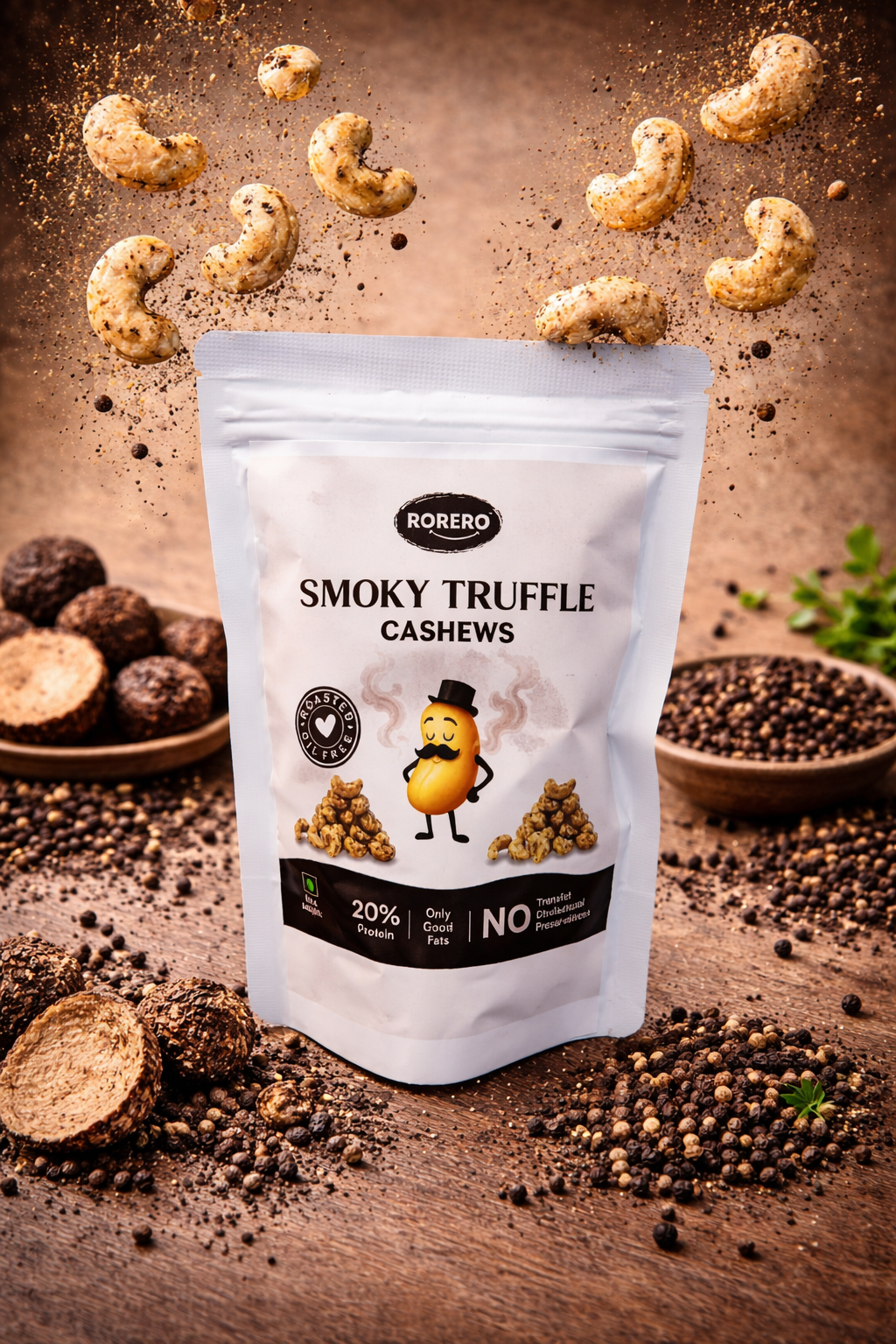 Rorero Smoky Truffle & Black Pepper Kaju | Premium - Healthy - Tasty Roasted Kaju