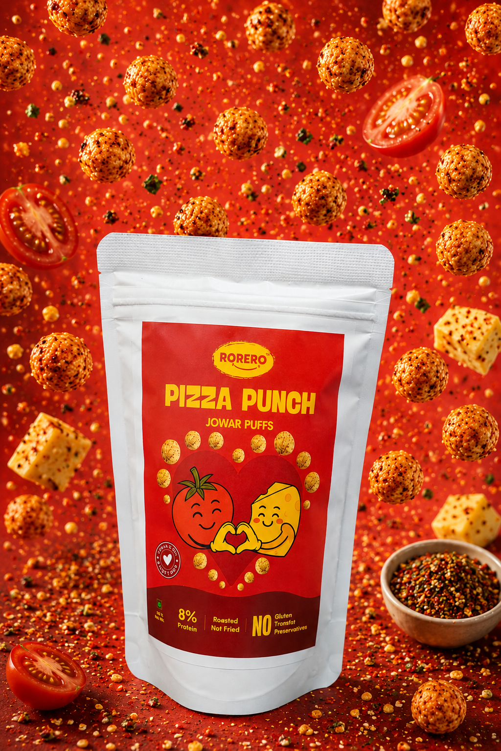 Rorero Pizza Punch Jowar Puffs — Roasted, High Protein, Guilt-Free Snack