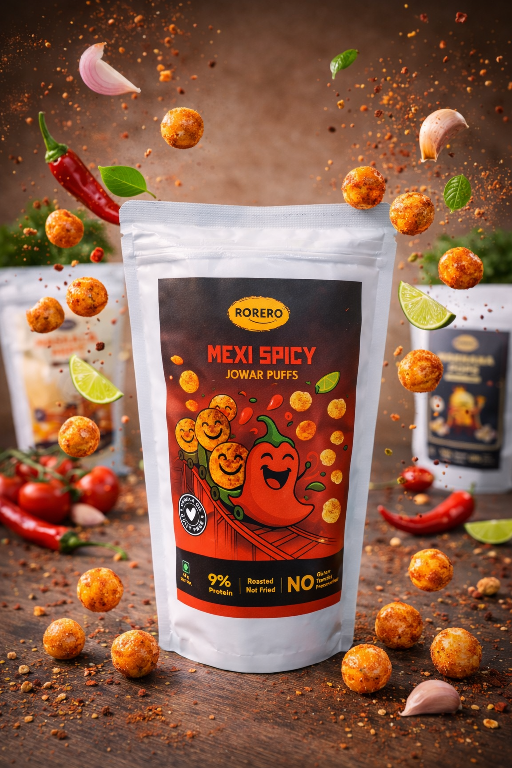 Rorero Mexi-Spicy Jowar Puffs | Desi Millet Snack with Bold Spice – Gluten-Free, No Maida